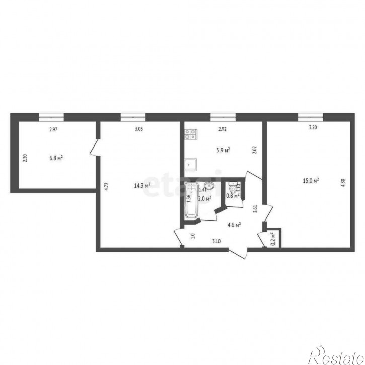 3-комн квартира Железнодорожников, 7
