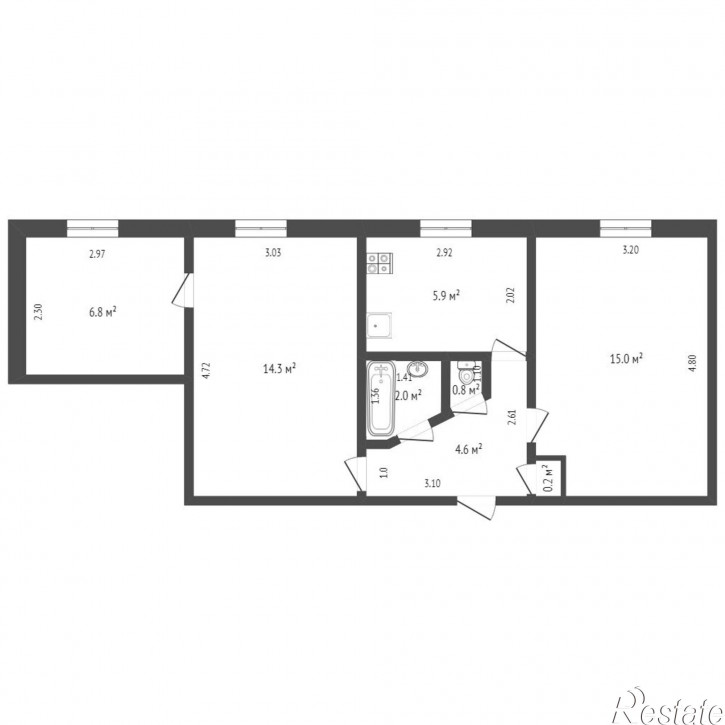 3-комн квартира Железнодорожников, 7