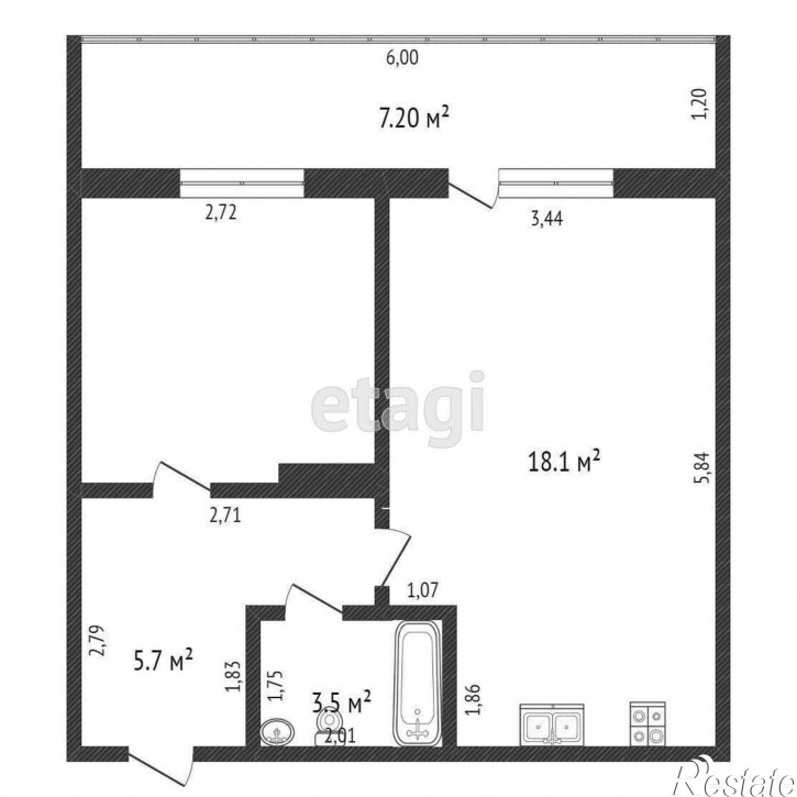 1-комн квартира Малиновского, 6а