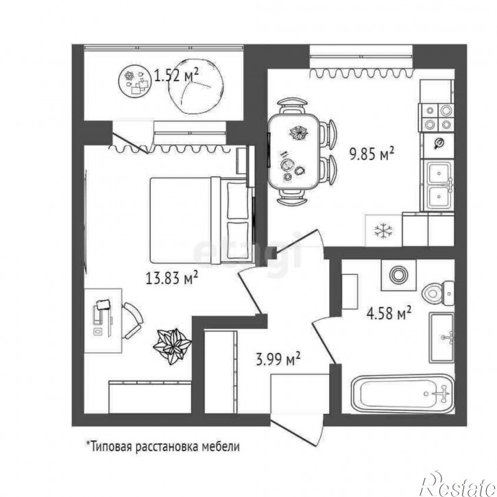 1-комн квартира Сергея Джанбровского, 13