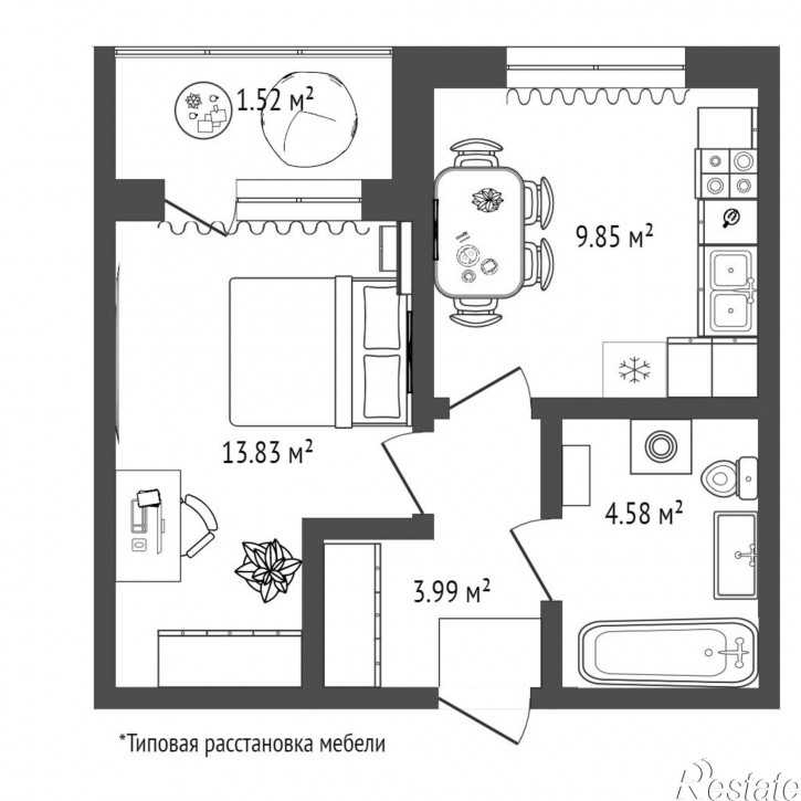 1-комн квартира Сергея Джанбровского, 13