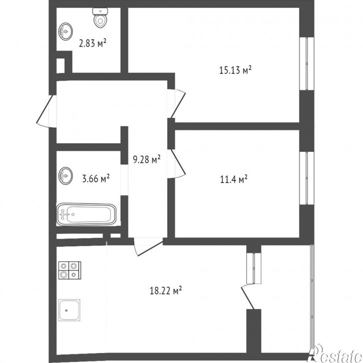 2-комн квартира Александра Пушкина, 10а