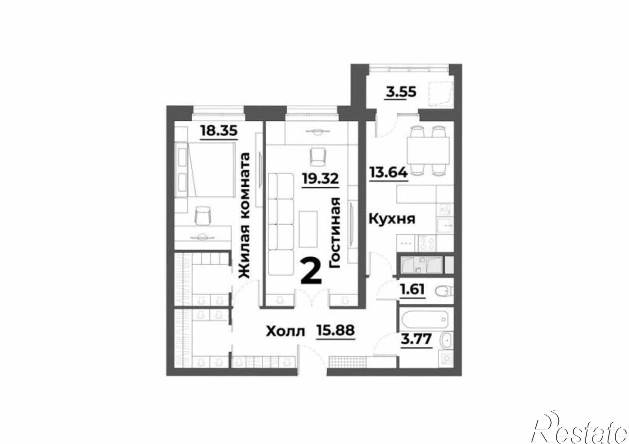 Купить квартиру за 6 186 940 рублей на улица Лозицкой, 1А