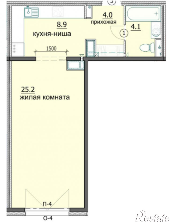 1-комн квартира в новом доме улица Побочинская, 11