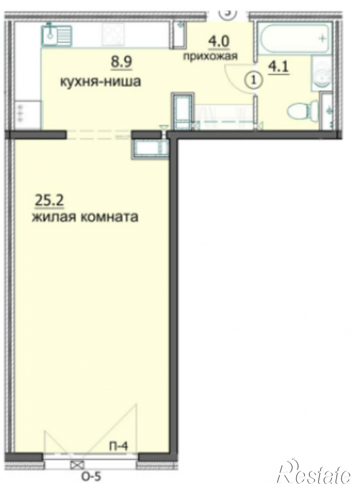 1-комн квартира в новом доме улица Побочинская, 12