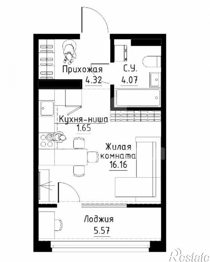 1-комн квартира в новом доме ул. Лучистая, 4