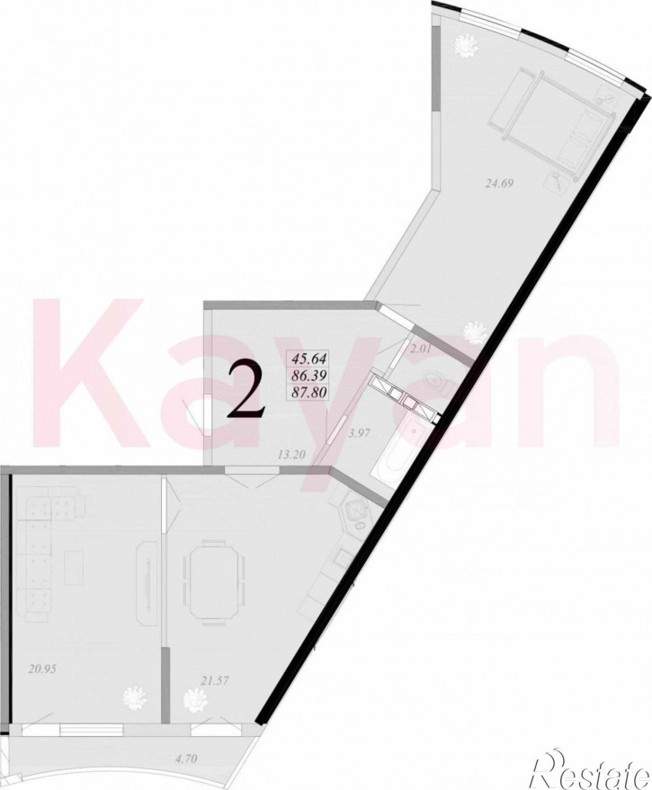 2-комн квартира в новом доме ул им. Вишняковой