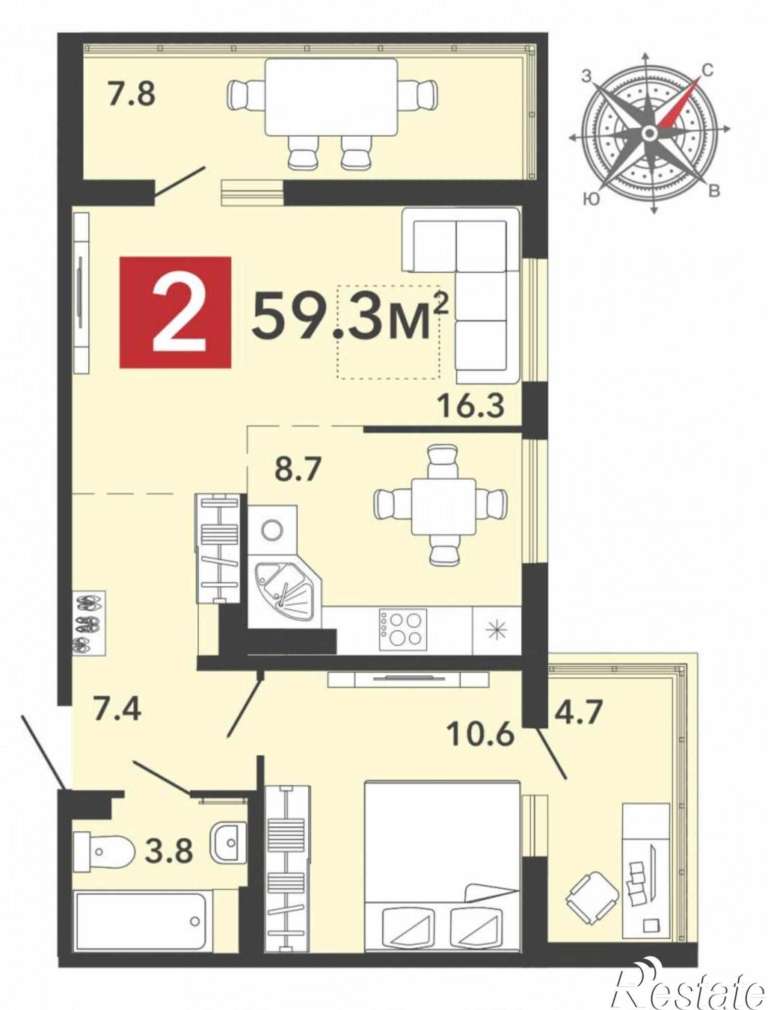 Купить квартиру за 4 868 530 рублей на улица Светлая, 70