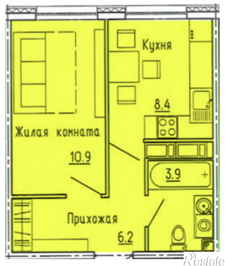 1-комн студия ул. Побочинская, стр. 16