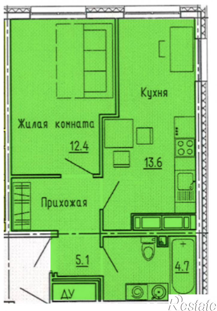 1-комн квартира в новом доме ул. Побочинская, стр. 16