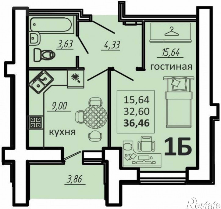 1-комн квартира в новом доме Россия, Пензенский район, село Засечное, жилой комплекс Весна