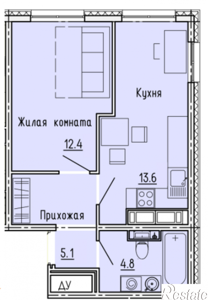 1-комн квартира в новом доме ул. Побочинская, стр. 20