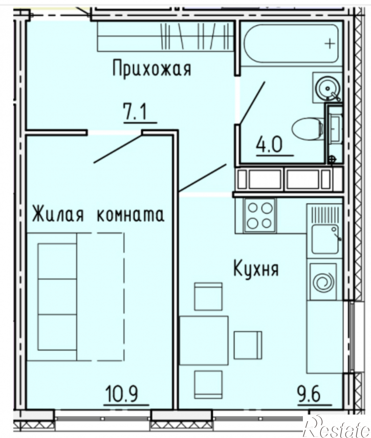 1-комн квартира в новом доме ул. Побочинская, стр. 20