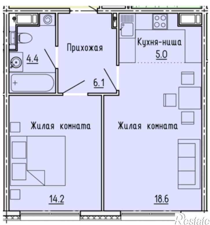 2-комн квартира в новом доме ул. Побочинская, стр. 20