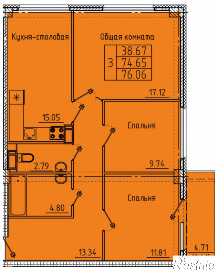 3-комн квартира в новом доме ул. 65-летия Победы, д. 29