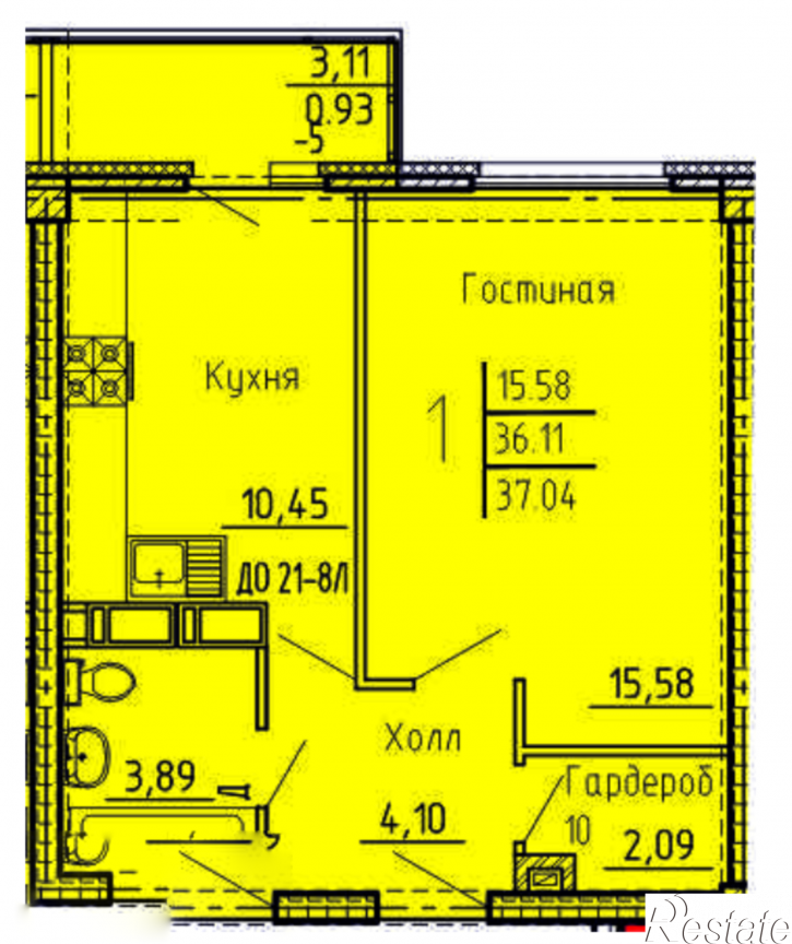 1-комн квартира в новом доме улица Генерала Глазунова, 6