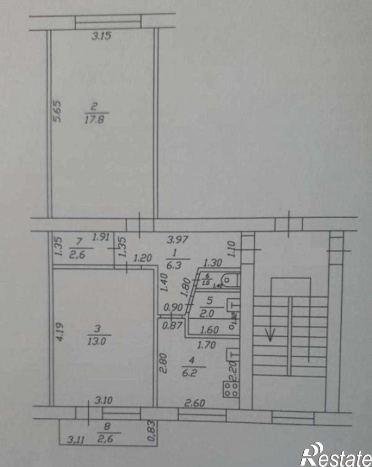 2-комн квартира Центральный район, 3