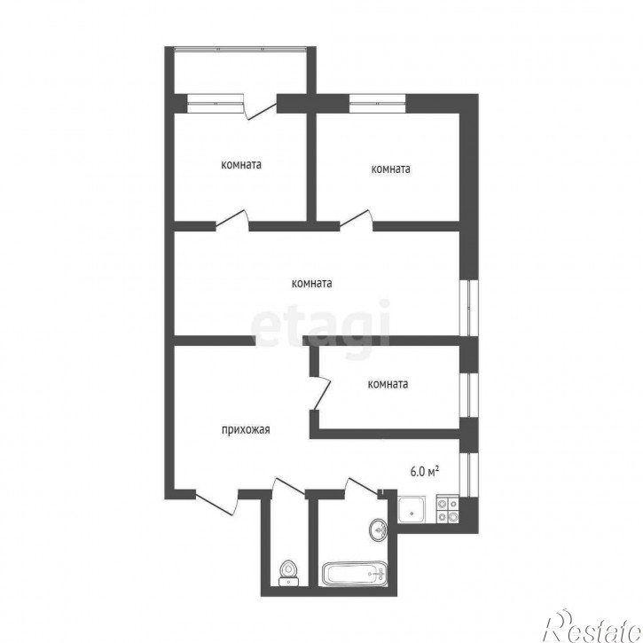 4-комн квартира Озерная, 5