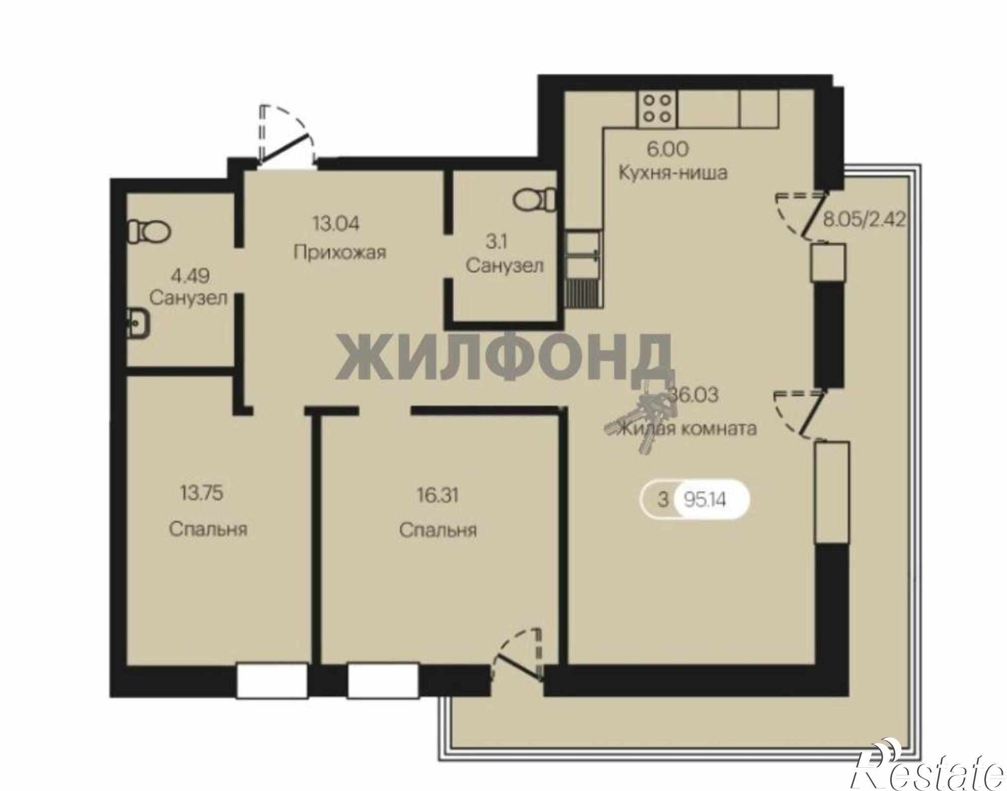 Купить квартиру за 10 923 000 рублей на Авиаторов улица, д.3