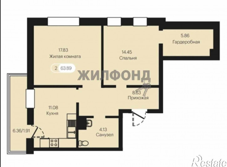 2-комн квартира в новом доме Авиаторов улица, д.3
