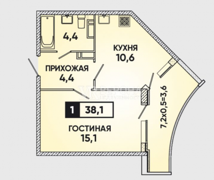 1-комн квартира в новом доме Конгрессная ул, 31