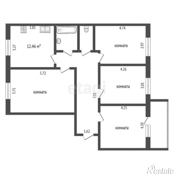 4-комн квартира Избышева, 6