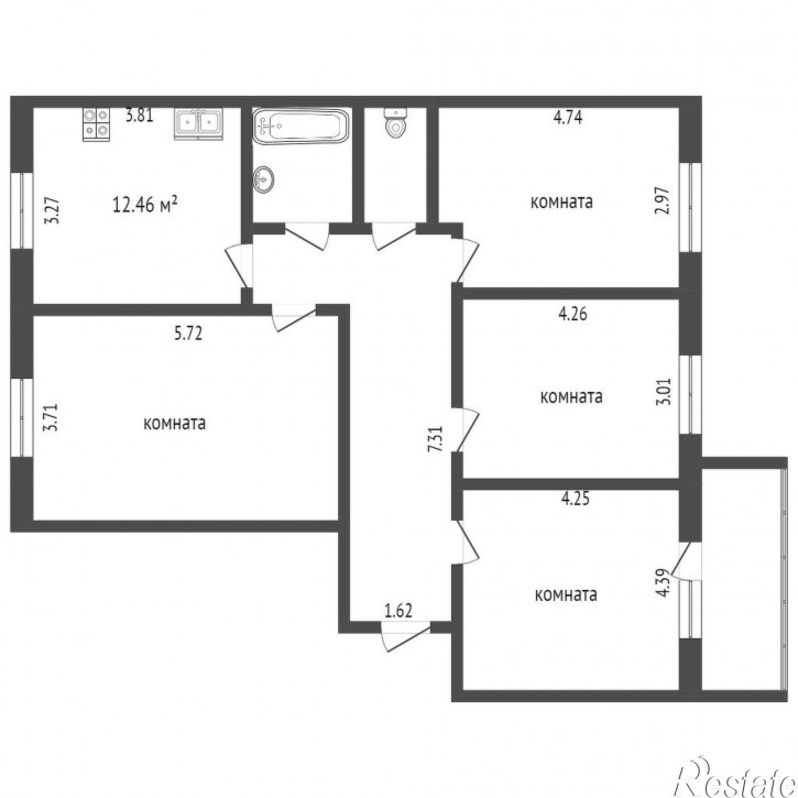 4-комн квартира Избышева, 6