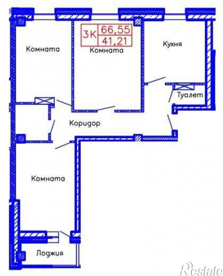 3-комн квартира в новом доме Тундровая, 12