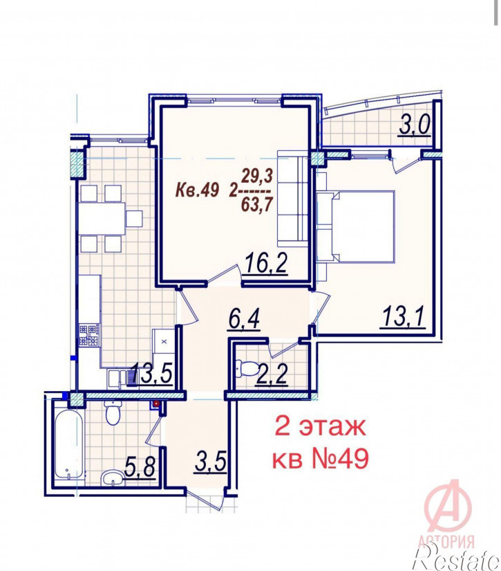 2-комн квартира Рассветная улица, 16А