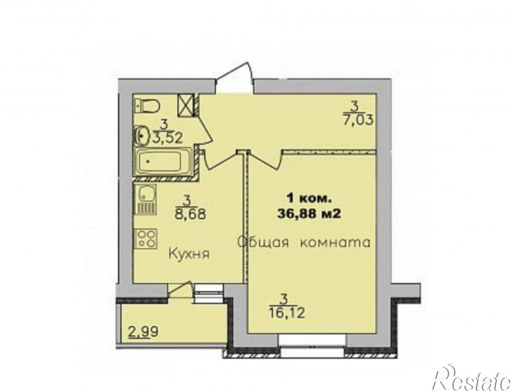 1-комн квартира в новом доме ул. Романтиков,18