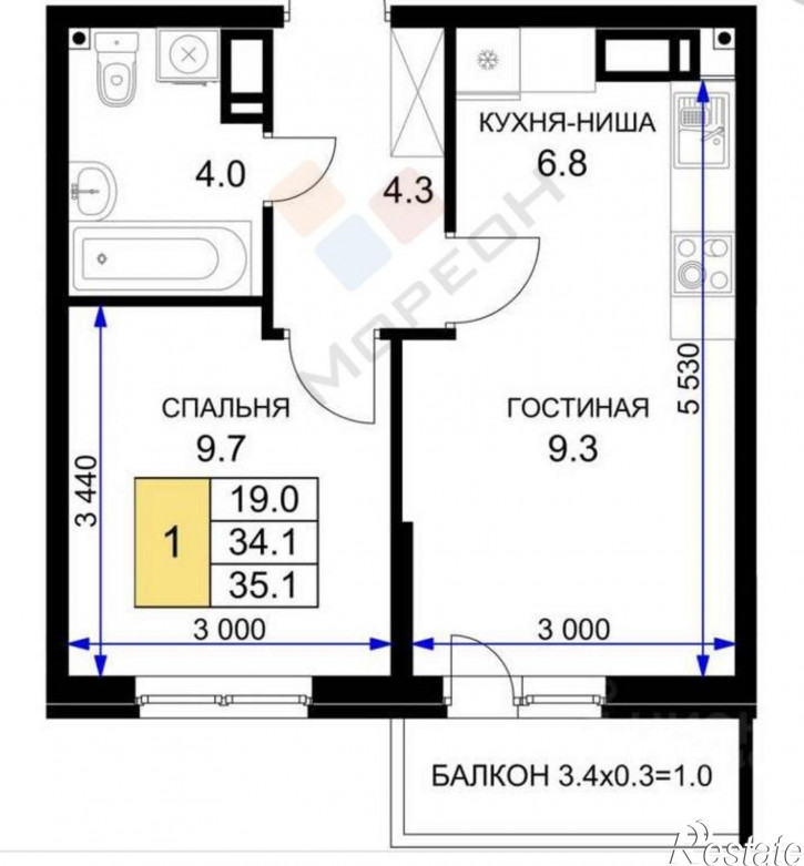 1-комн квартира ул имени Героя Ростовского, 8к3