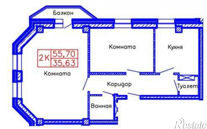 2-комн квартира в новом доме Тундровая, 12