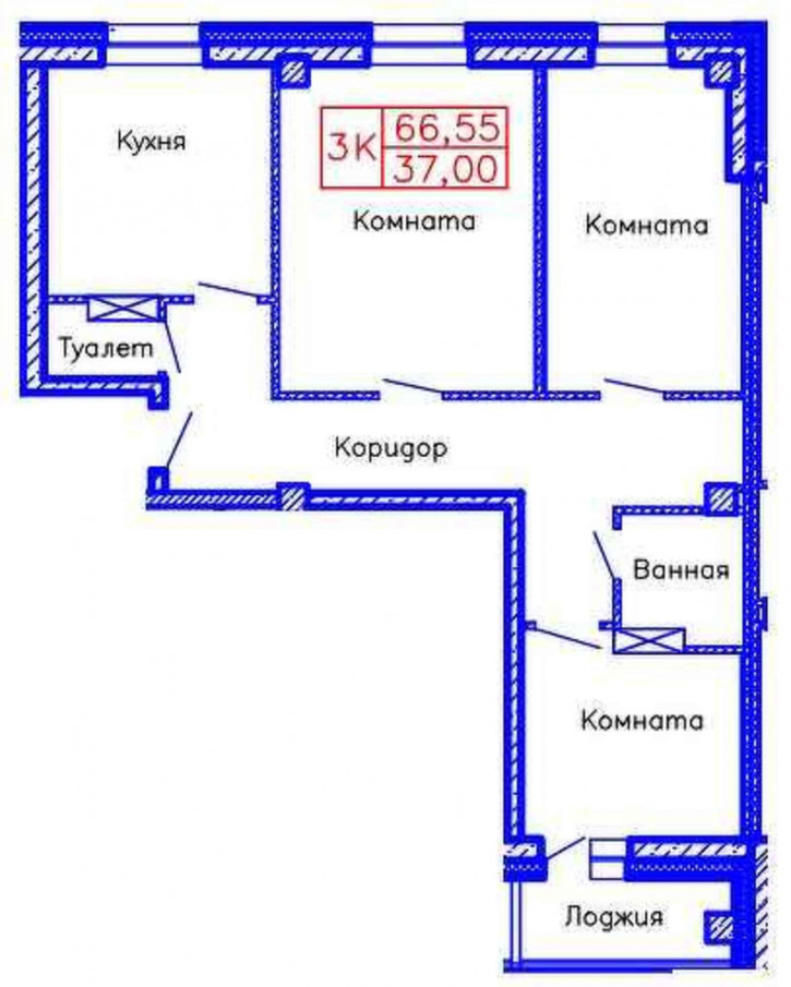 3-комн квартира в новом доме Тундровая