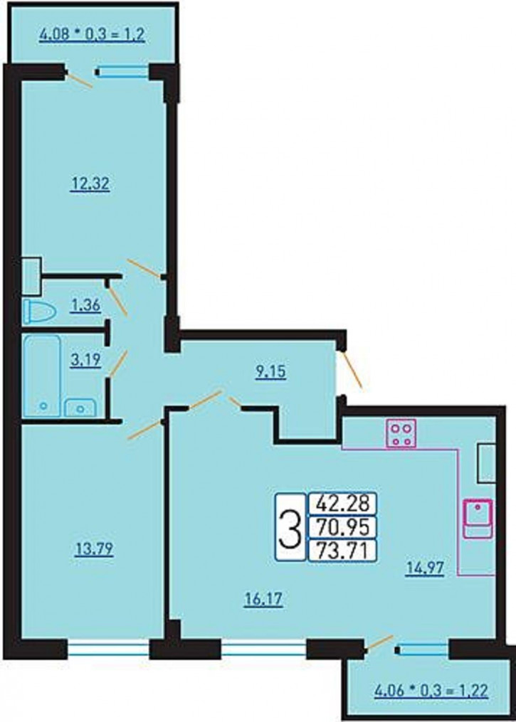 2-комн квартира Объездная улица, 39