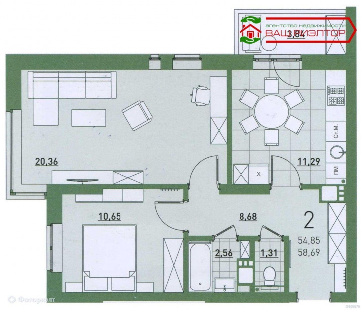 2-комн квартира Героев Отечества пр-кт, 3А