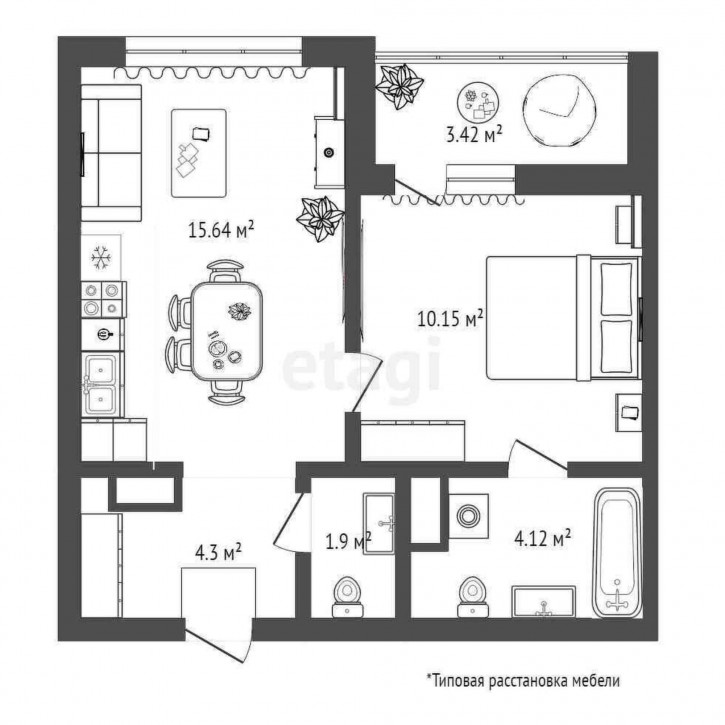 1-комн квартира Михаила Лермонтова, 8