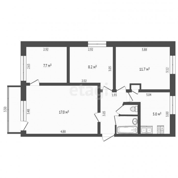 4-комн квартира Заводская, 18