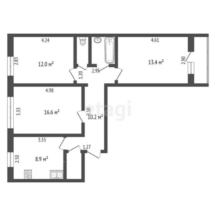 3-комн квартира Домостроителей, 4