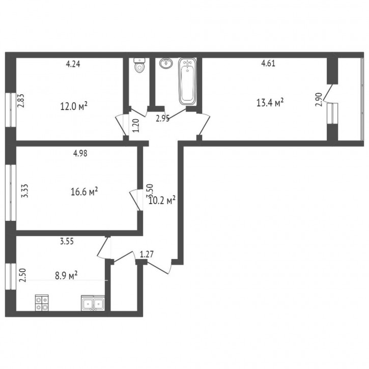 3-комн квартира Домостроителей, 4