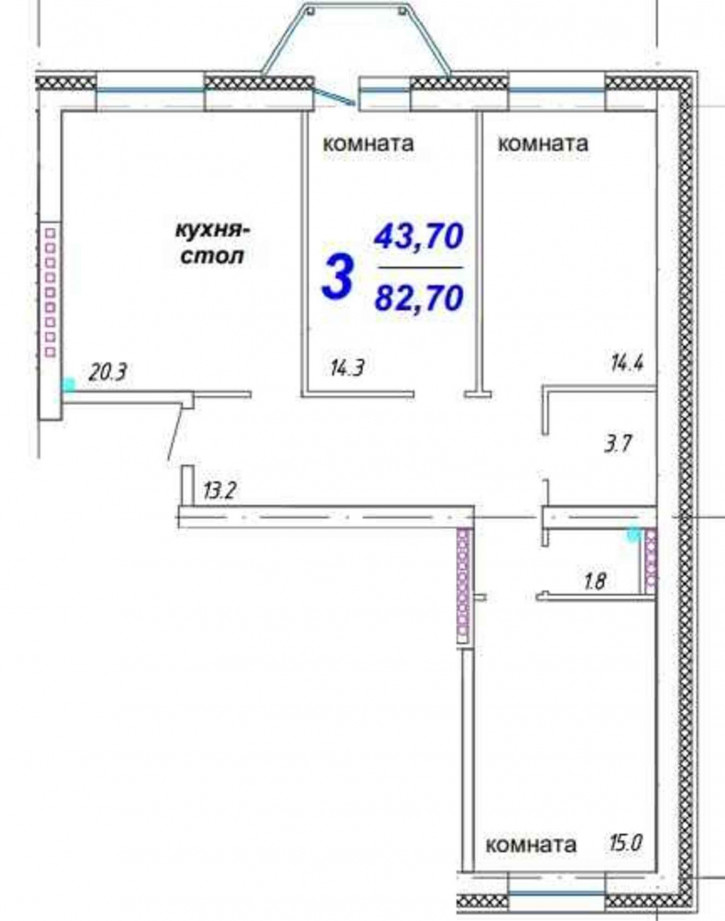3-комн квартира в новом доме , 6