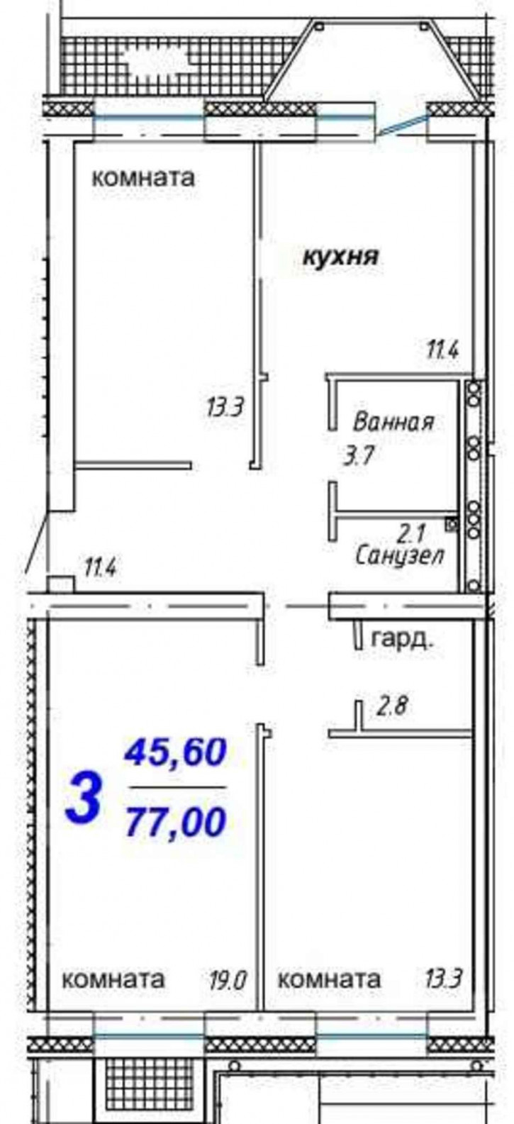 3-комн квартира в новом доме , 6