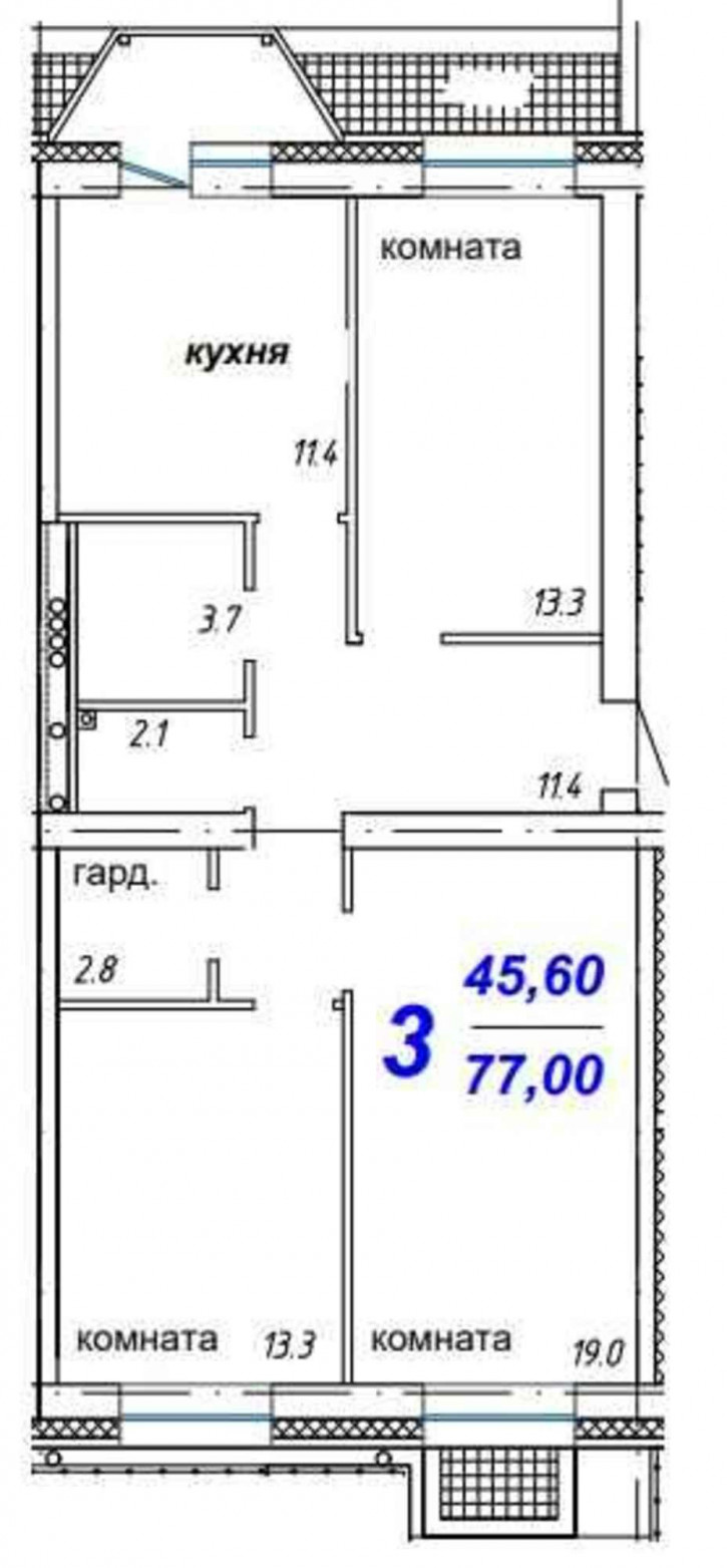 3-комн квартира в новом доме , 4