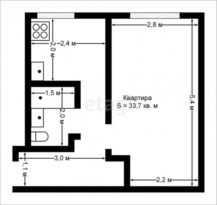 1-комн квартира Ивана Крылова (Водников), 1