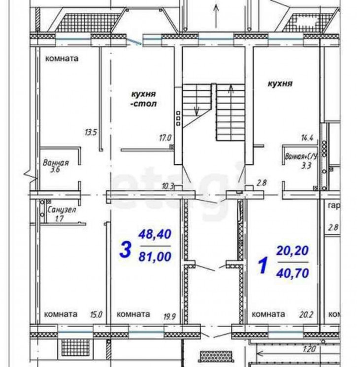 3-комн квартира в новом доме , 4