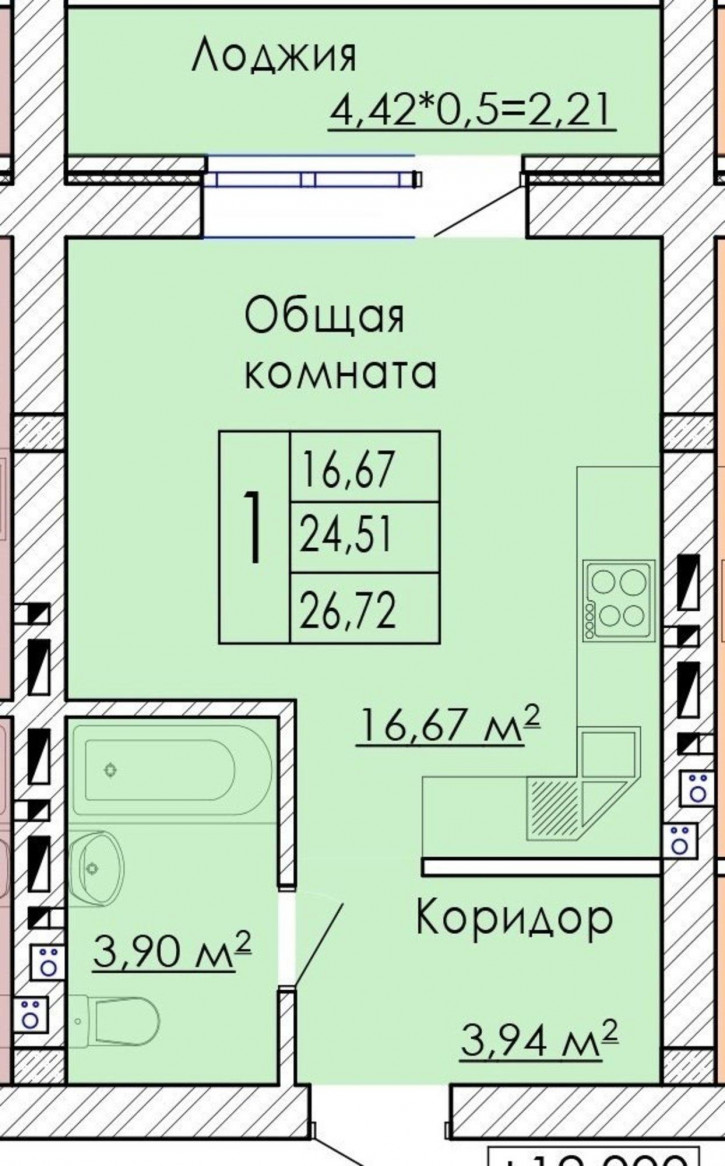 1-комн квартира Войсковая 10Б
