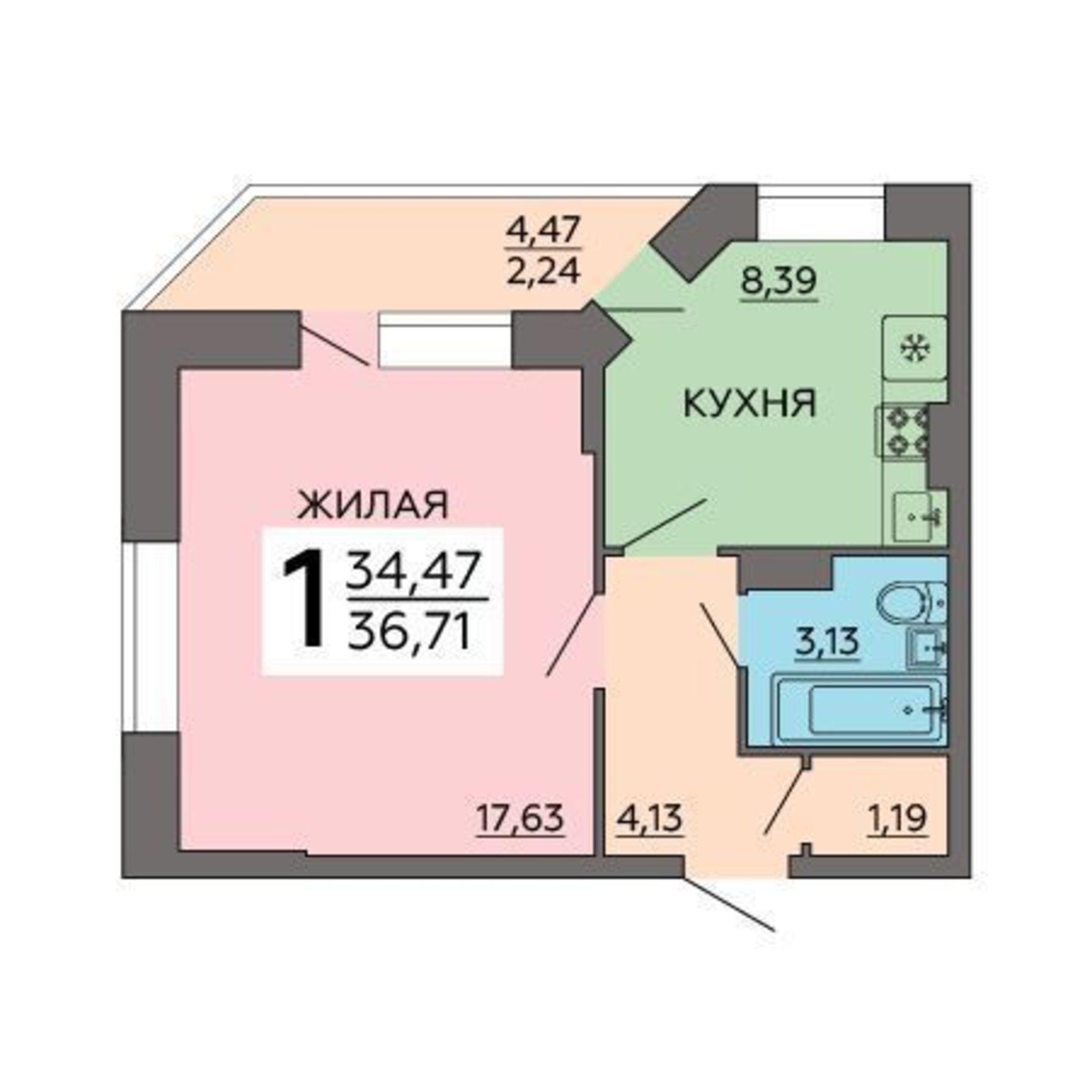 Купить студию за 3 781 000 рублей на улица Ростовская, 73 Д