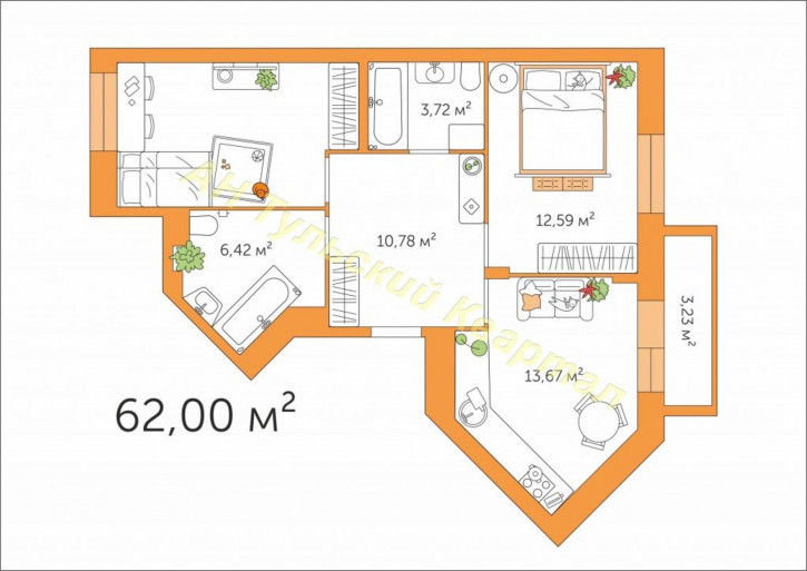 2-комн квартира Петровская ул, 5