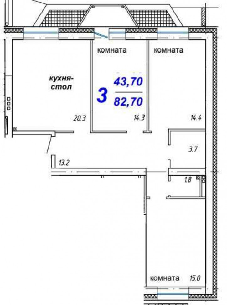 3-комн квартира в новом доме , 6