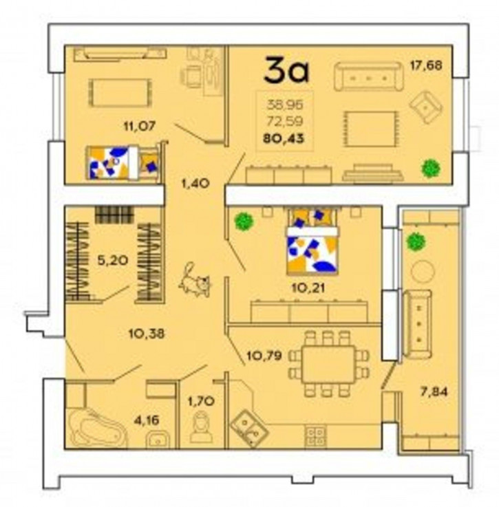 3-комн квартира в новом доме г Пенза, ул Леонова, уч 4