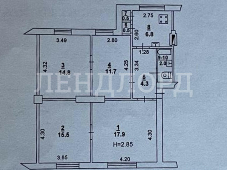 4-комн квартира улица Ивановского, 34А